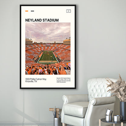 Neyland Stadium Print, Tennessee Football Stadium Canvas Art, Man Cave Gift, Floating Framed Canvas Print Wall Art