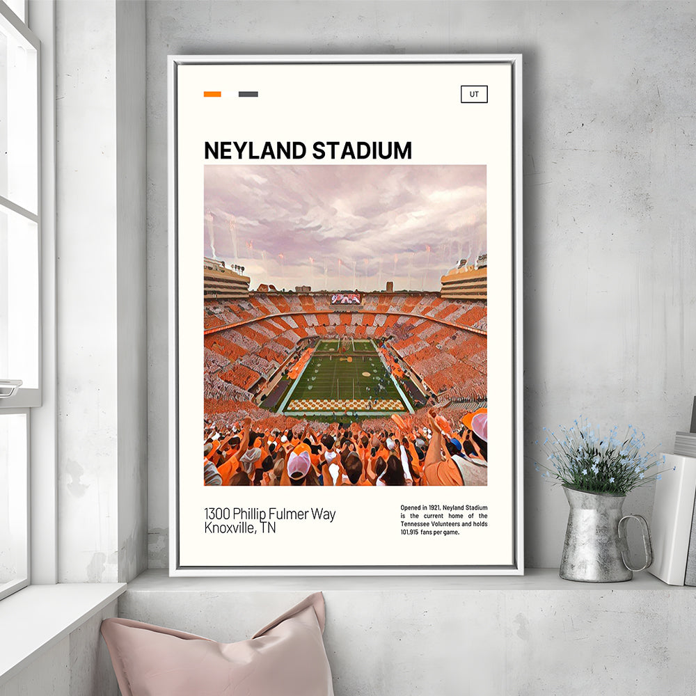 Neyland Stadium Print, Tennessee Football Stadium Canvas Art, Man Cave Gift, Floating Framed Canvas Print Wall Art