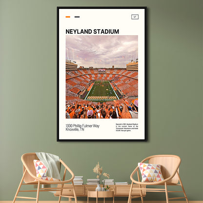 Neyland Stadium Print, Tennessee Football Stadium Canvas Art, Man Cave Gift, Floating Framed Canvas Print Wall Art