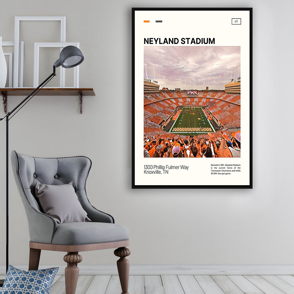 Neyland Stadium Print, Tennessee Football Stadium Canvas Art, Man Cave Gift, Floating Framed Canvas Print Wall Art