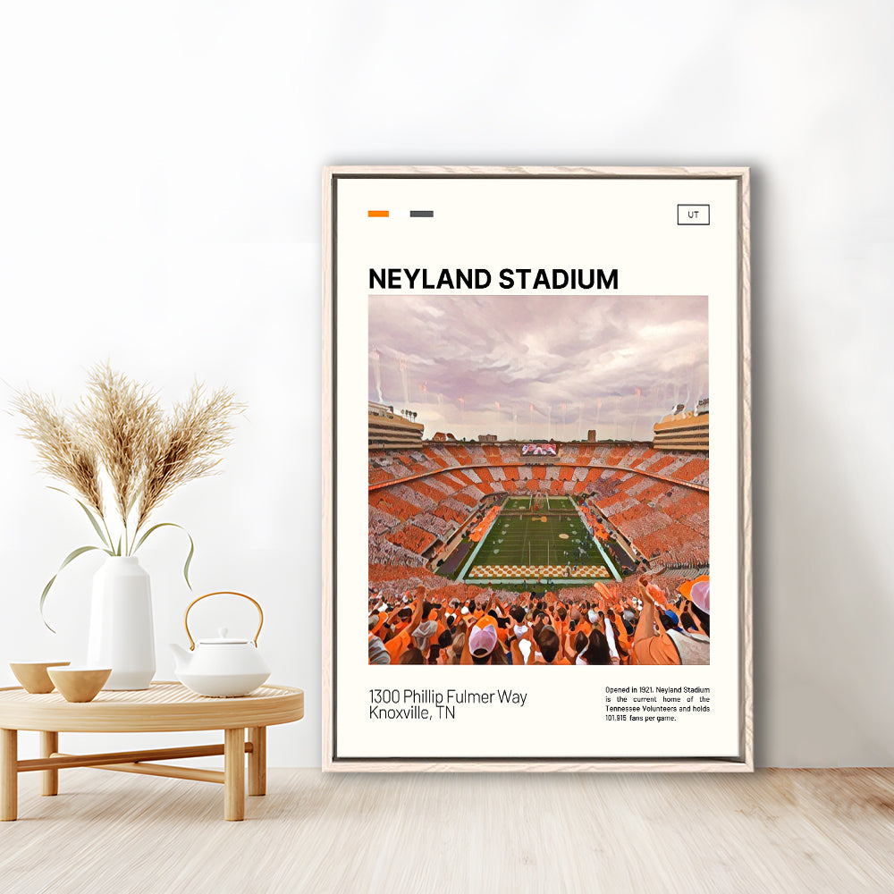 Neyland Stadium Print, Tennessee Football Stadium Canvas Art, Man Cave Gift, Floating Framed Canvas Print Wall Art