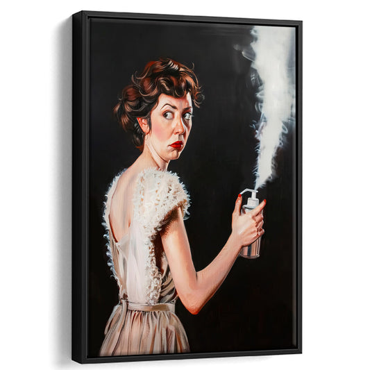 Stinky Bathroom Art Print Vintage Lady Funny Bathroom Decor , Framed Canvas Print Wall Art, Floating Frame