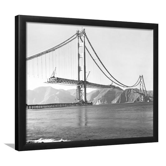 San Francisco Old Golden Gate Bridge, Black and White, Vintage Wall Art, Framed Art Print Wall Decor