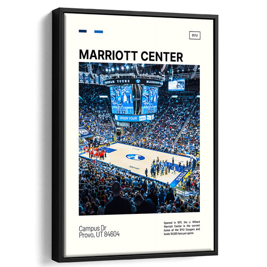 Marriott Center Print, BYU Cougars Stadium Canvas Art, Man Cave Gift, Floating Framed Canvas Print Wall Art