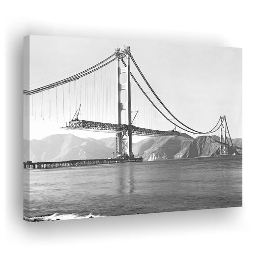 San Francisco Old Golden Gate Bridge, Black and White, Vintage Wall Art, Canvas Print Wall Art Decor