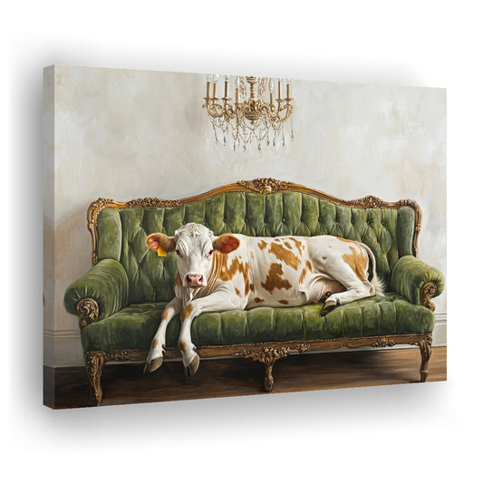 Cow Art Print,Farmhouse Decor,Vintage Print,Funny Horse Print, Canvas Print Wall Art, Wall Decor, Painting Canvas
