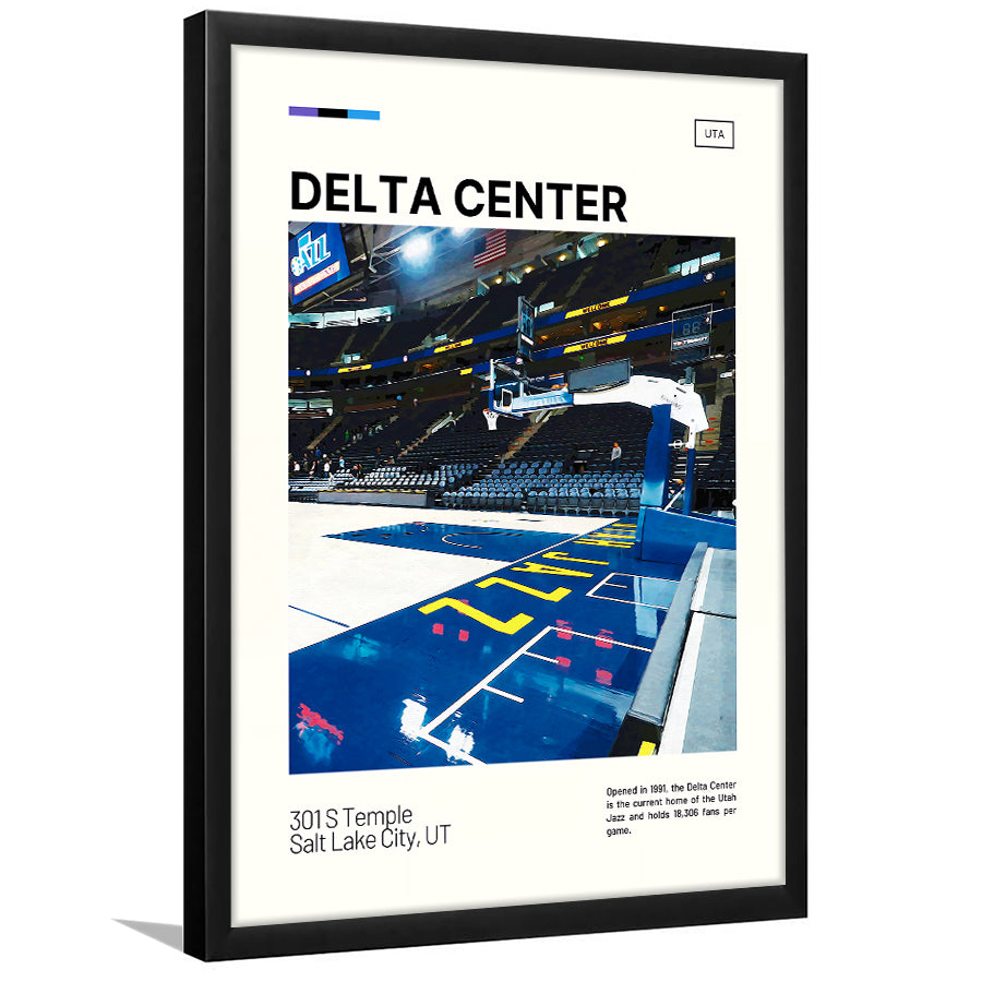 Delta Center Print, Utah Jazz Stadium Art, Gifts for him, Sport Art, Framed Art Print Wall Decor