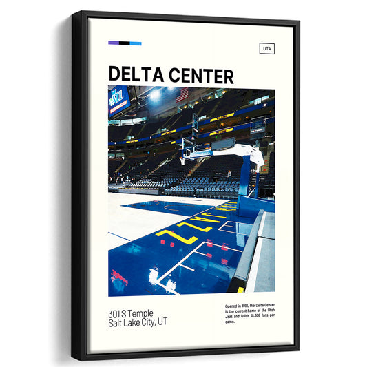 Delta Center Print, Utah Jazz Stadium Canvas Art, Man Cave Gift, Floating Framed Canvas Print Wall Art