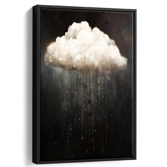 Rain Cloud Oil Painting,Vintage, Dark Academia Print,Moody Cottagecore,, Framed Canvas Print Wall Art, Floating Frame