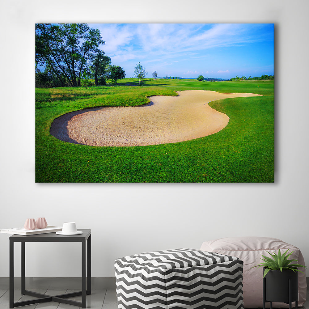Nice Golf Course With Bunker And Nice Green, Golf Art Print,Gifts Golf Lover