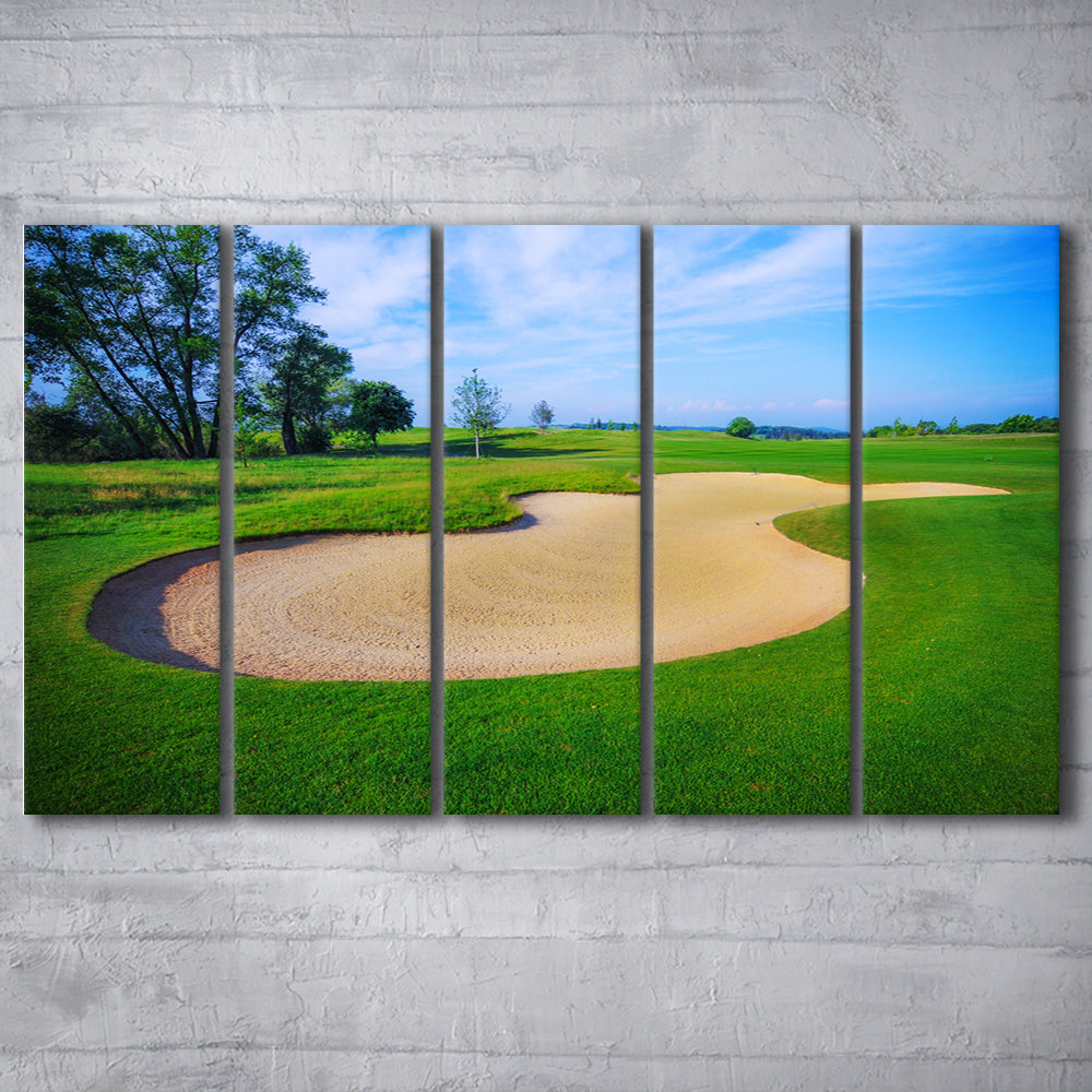 Nice Golf Course With Bunker And Nice Green, Golf Art Print, Extra Large Canvas Print Wall Art