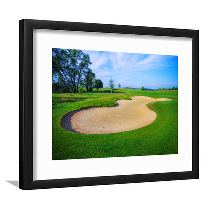 Nice Golf Course With Bunker And Nice Green, Goft Art Print, Framed Art Print White Border Wall Decor