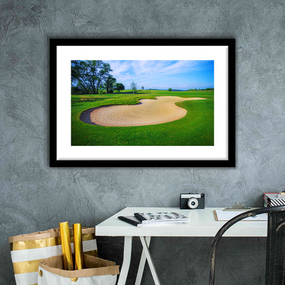 Nice Golf Course With Bunker And Nice Green, Goft Art Print, Framed Art Print White Border Wall Decor