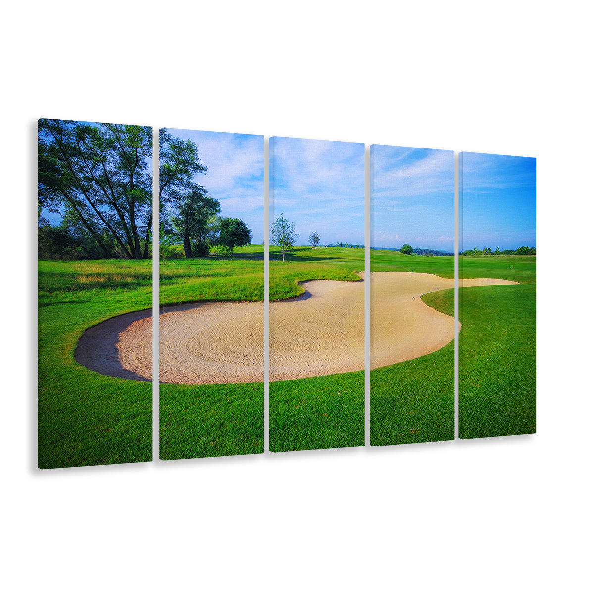 Nice Golf Course With Bunker And Nice Green, Golf Art Print, Extra Large Canvas Print Wall Art