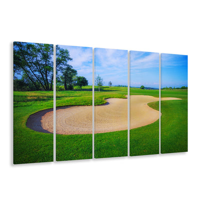 Nice Golf Course With Bunker And Nice Green, Golf Art Print, Extra Large Canvas Print Wall Art