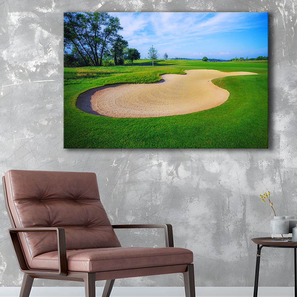 Nice Golf Course With Bunker And Nice Green, Golf Art Print,Gifts Golf Lover