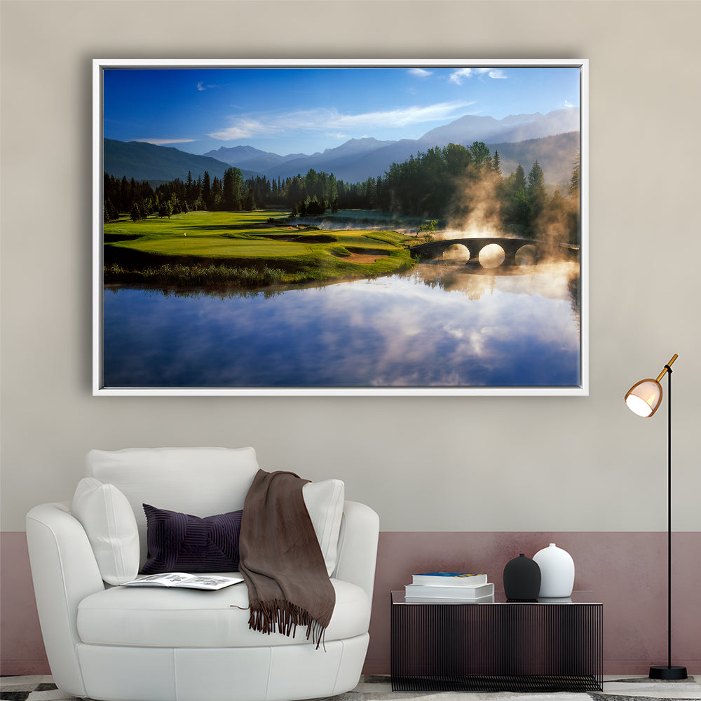 Nicklaus North Golf Club Hole 03 & 12, Whistler, Bc Canada, Floating Framed Canvas Print Wall Art