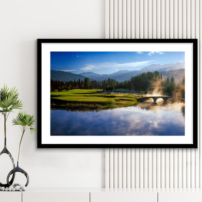Nicklaus North Golf Club Hole 03 & 12, Whistler, Bc Canada, Goft Art Print, Framed Art Print White Border Wall Decor