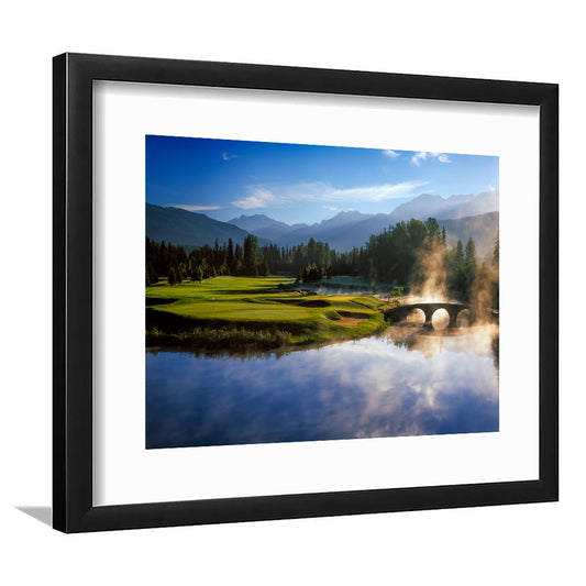 Nicklaus North Golf Club Hole 03 & 12, Whistler, Bc Canada, Goft Art Print, Framed Art Print White Border Wall Decor