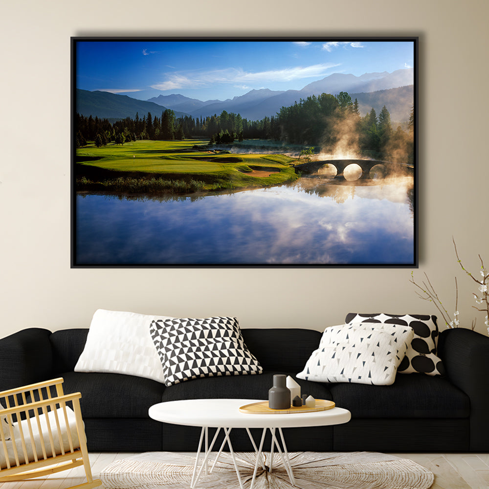 Nicklaus North Golf Club Hole 03 & 12, Whistler, Bc Canada, Floating Framed Canvas Print Wall Art
