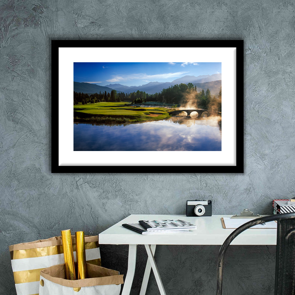 Nicklaus North Golf Club Hole 03 & 12, Whistler, Bc Canada, Goft Art Print, Framed Art Print White Border Wall Decor
