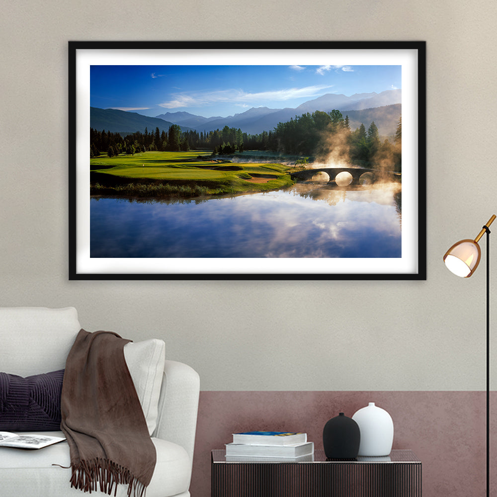 Nicklaus North Golf Club Hole 03 & 12, Whistler, Bc Canada, Goft Art Print, Framed Art Print White Border Wall Decor