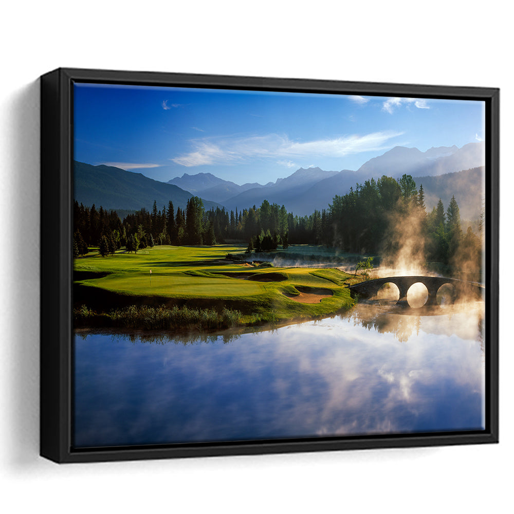 Nicklaus North Golf Club Hole 03 & 12, Whistler, Bc Canada, Floating Framed Canvas Print Wall Art