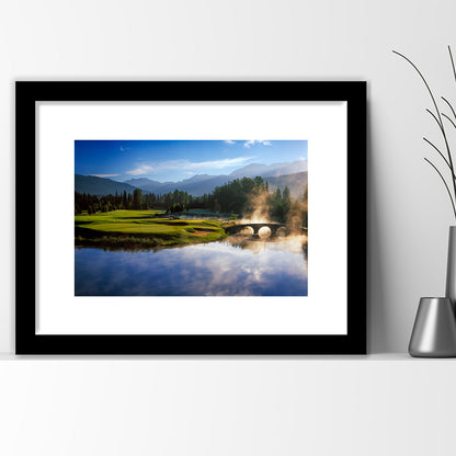 Nicklaus North Golf Club Hole 03 & 12, Whistler, Bc Canada, Goft Art Print, Framed Art Print White Border Wall Decor