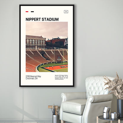 Nippert Stadium Print, Cincinnati Bearcats Stadium Canvas Art, Man Cave Gift, Floating Framed Canvas Print Wall Art