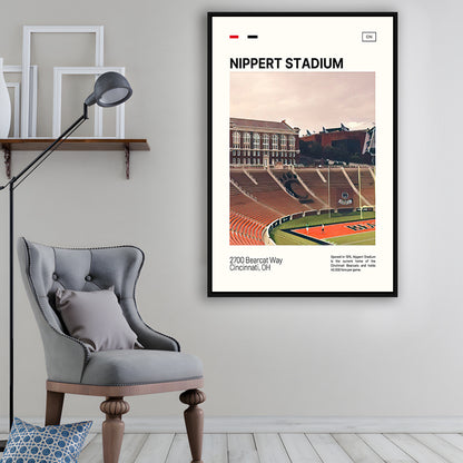 Nippert Stadium Print, Cincinnati Bearcats Stadium Canvas Art, Man Cave Gift, Floating Framed Canvas Print Wall Art