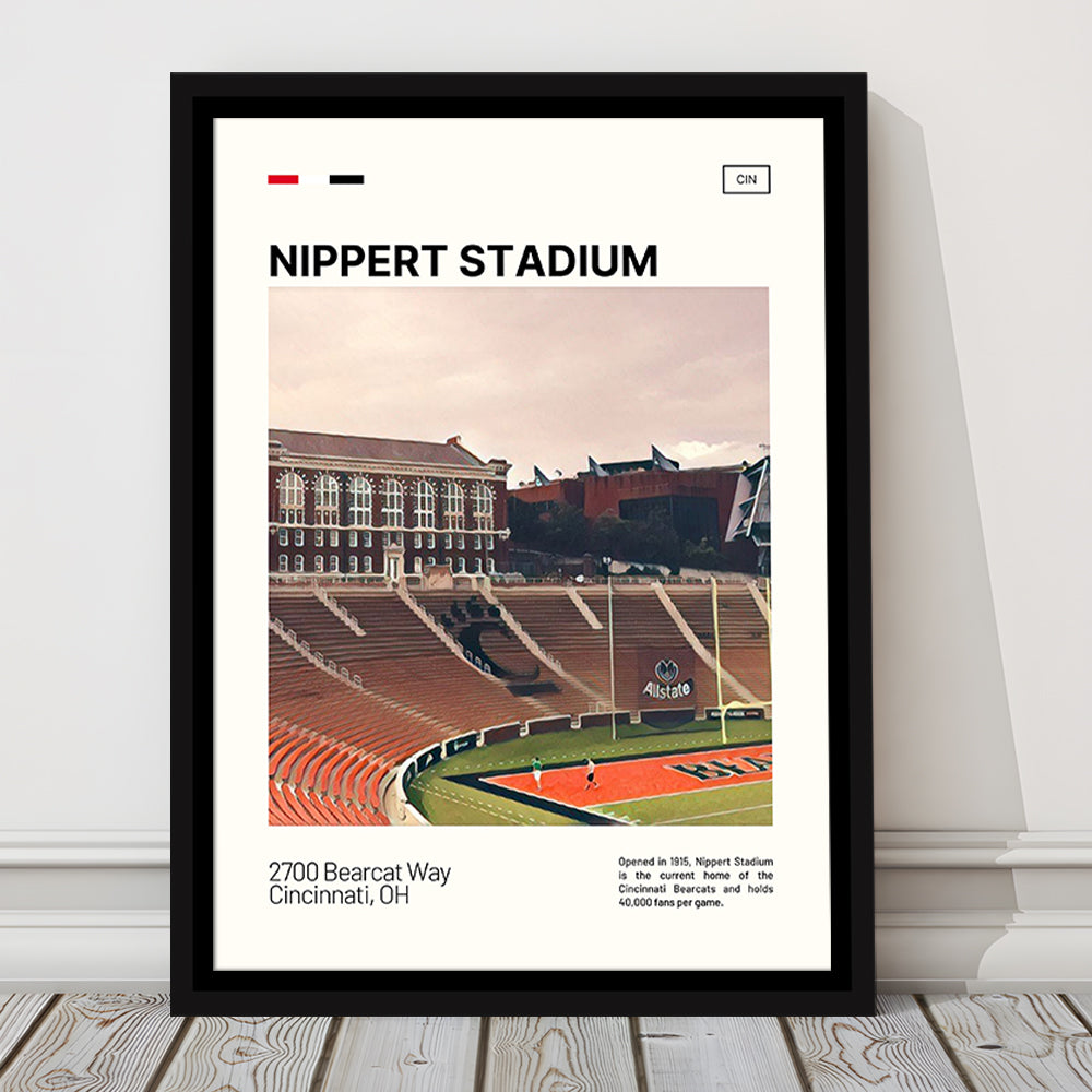 Nippert Stadium Print, Cincinnati Bearcats Stadium Canvas Art, Man Cave Gift, Floating Framed Canvas Print Wall Art