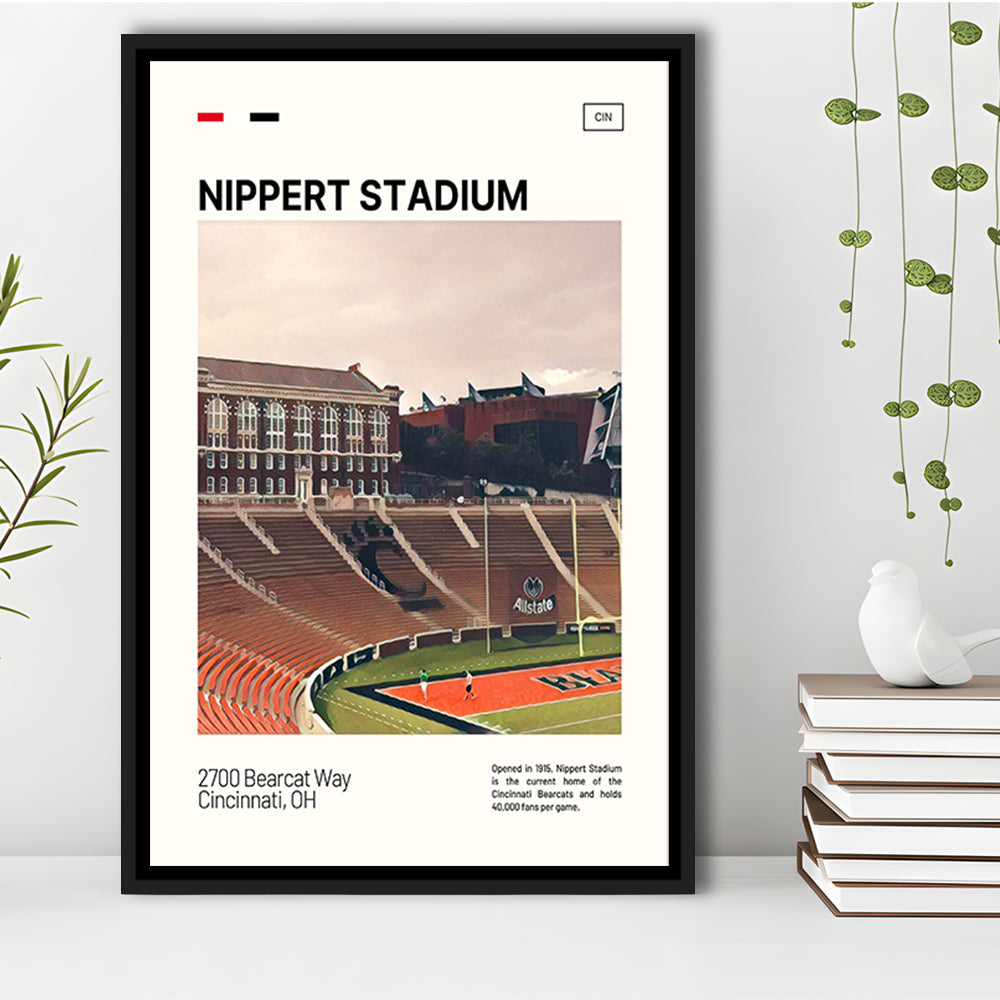 Nippert Stadium Print, Cincinnati Bearcats Stadium Canvas Art, Man Cave Gift, Floating Framed Canvas Print Wall Art
