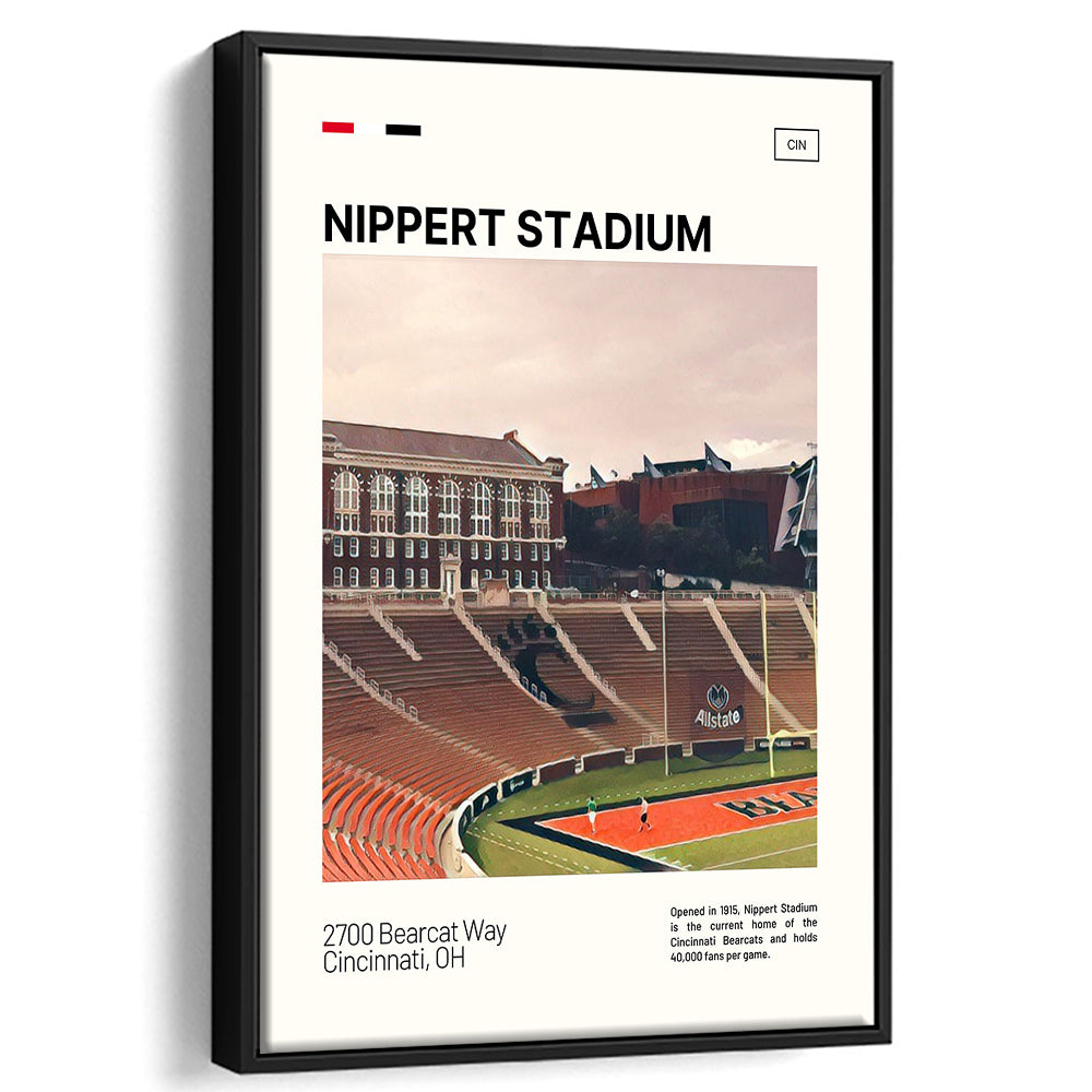 Nippert Stadium Print, Cincinnati Bearcats Stadium Canvas Art, Man Cave Gift, Floating Framed Canvas Print Wall Art