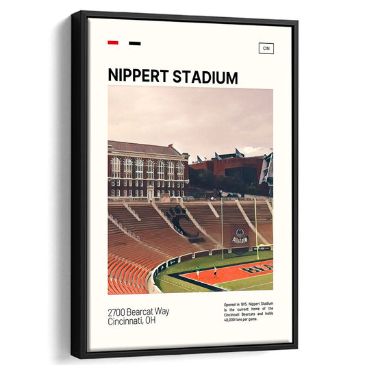 Nippert Stadium Print, Cincinnati Bearcats Stadium Canvas Art, Man Cave Gift, Floating Framed Canvas Print Wall Art