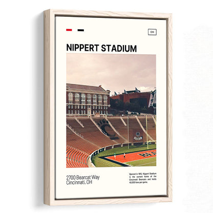 Nippert Stadium Print, Cincinnati Bearcats Stadium Canvas Art, Man Cave Gift, Floating Framed Canvas Print Wall Art