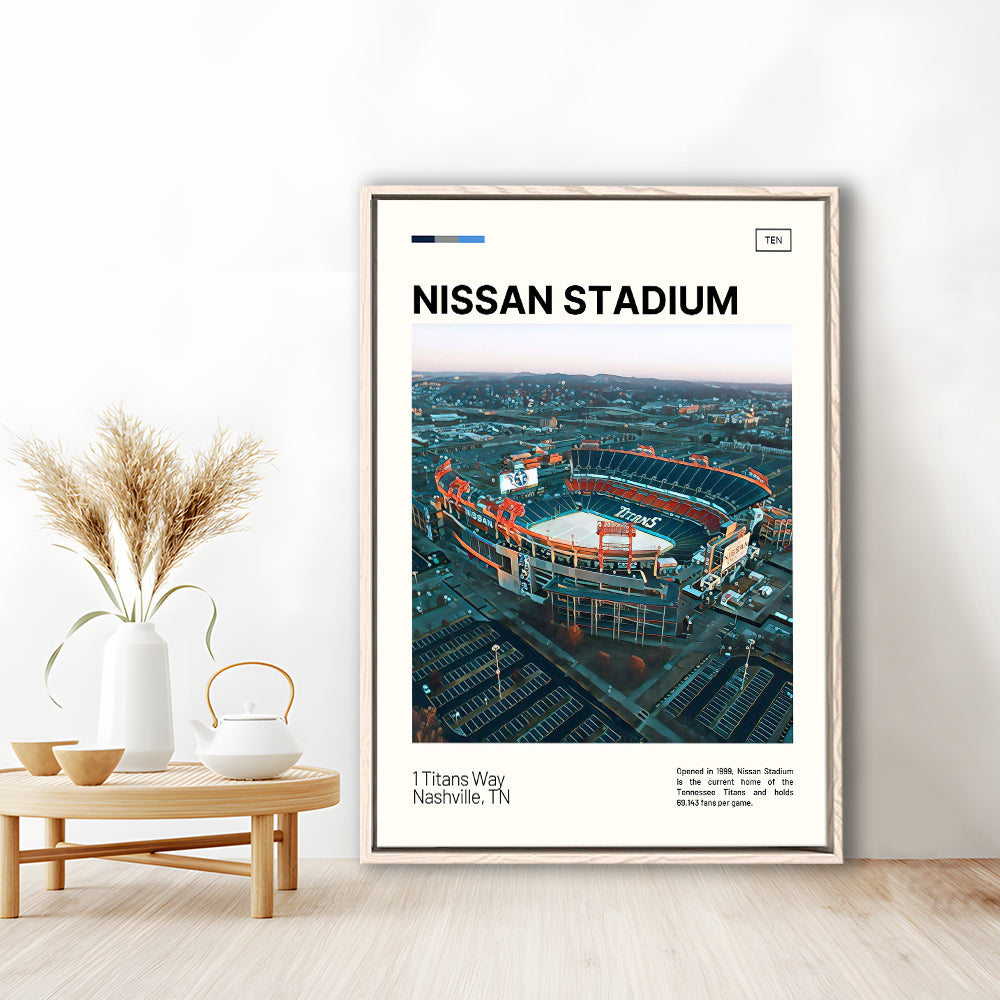 Nissan Stadium Print, Tennessee Titans Stadium Canvas Art, Man Cave Gift, Floating Framed Canvas Print Wall Art