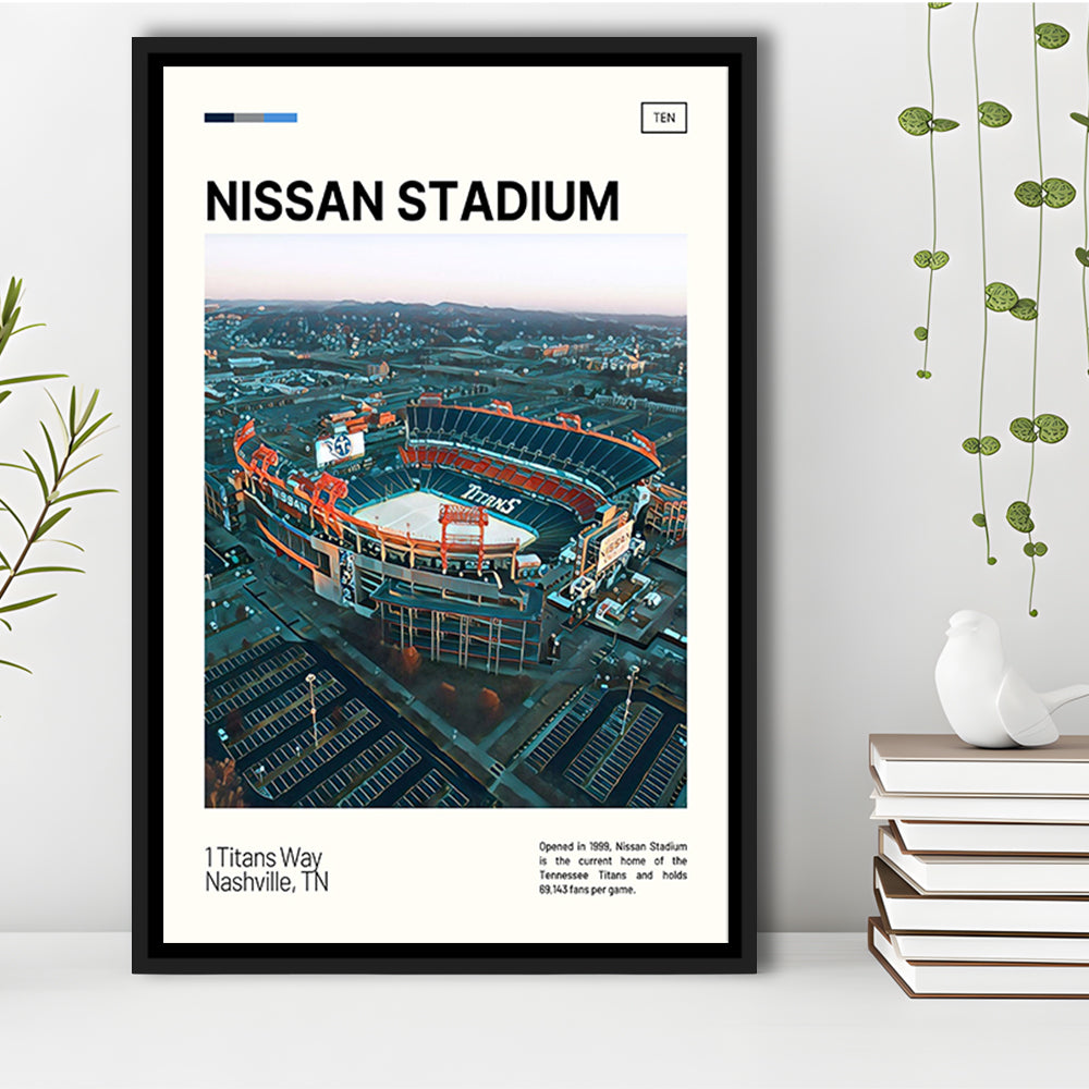 Nissan Stadium Print, Tennessee Titans Stadium Canvas Art, Man Cave Gift, Floating Framed Canvas Print Wall Art