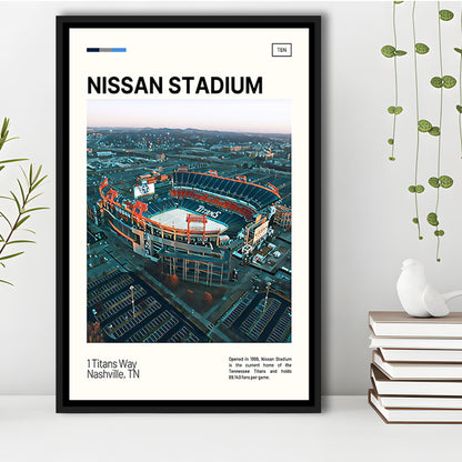 Nissan Stadium Print, Tennessee Titans Stadium Canvas Art, Man Cave Gift, Floating Framed Canvas Print Wall Art