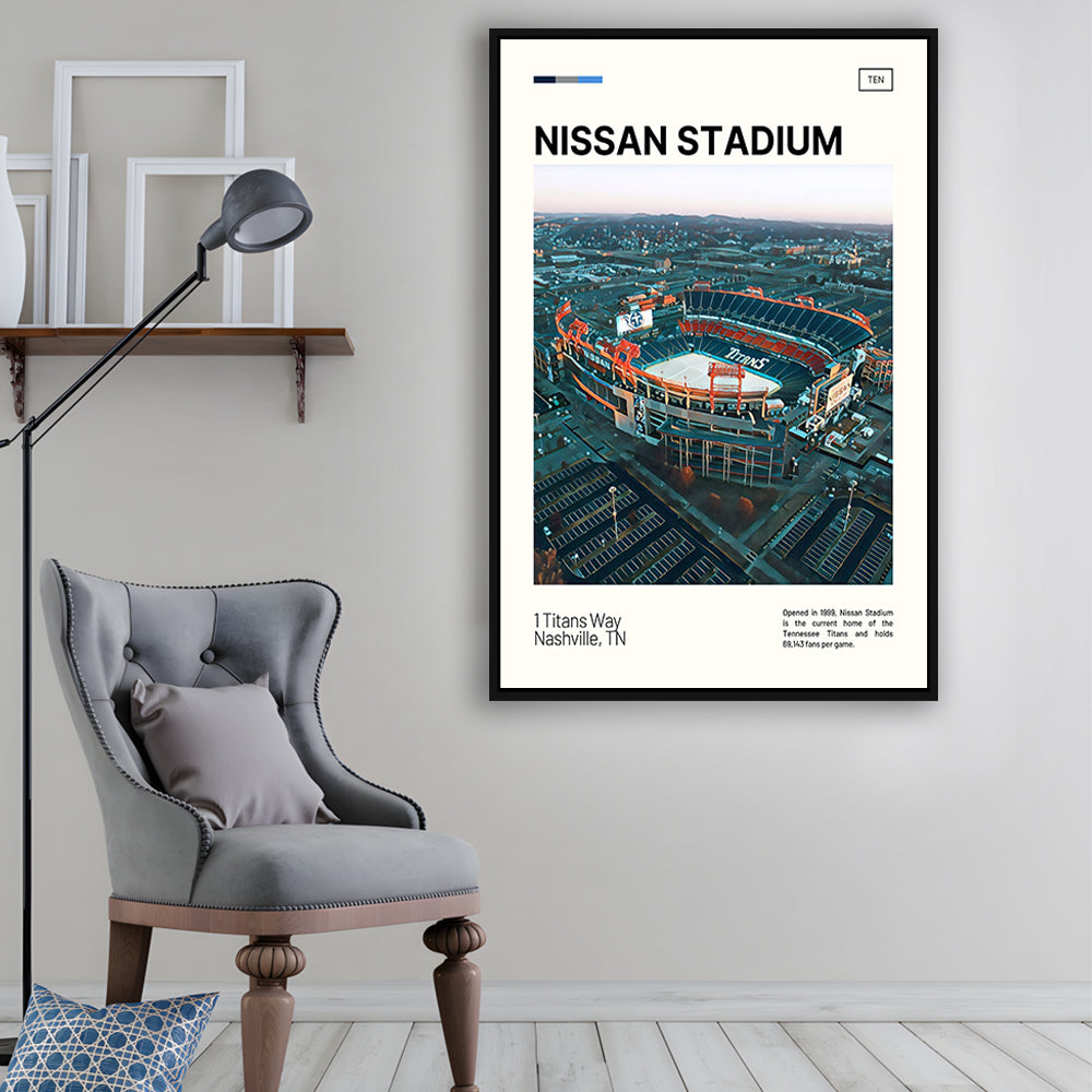 Nissan Stadium Print, Tennessee Titans Stadium Canvas Art, Man Cave Gift, Floating Framed Canvas Print Wall Art