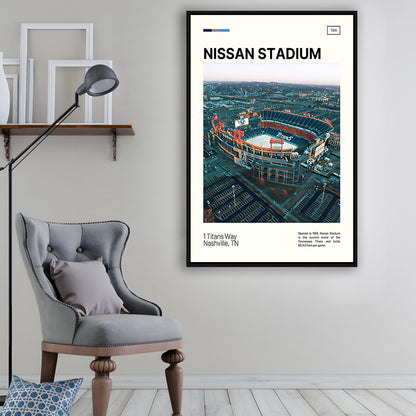 Nissan Stadium Print, Tennessee Titans Stadium Canvas Art, Man Cave Gift, Floating Framed Canvas Print Wall Art