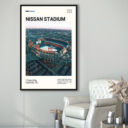 Nissan Stadium Print, Tennessee Titans Stadium Canvas Art, Man Cave Gift, Floating Framed Canvas Print Wall Art