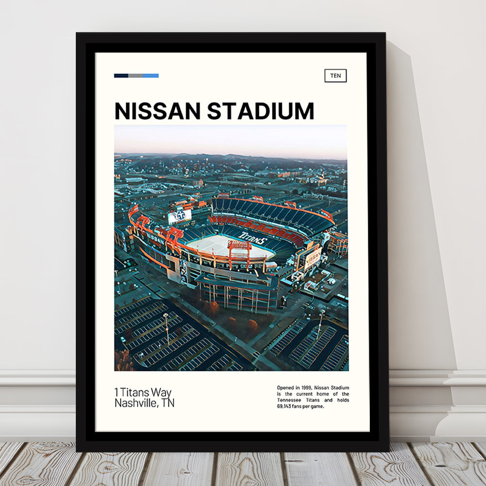 Nissan Stadium Print, Tennessee Titans Stadium Canvas Art, Man Cave Gift, Floating Framed Canvas Print Wall Art