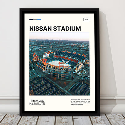 Nissan Stadium Print, Tennessee Titans Stadium Canvas Art, Man Cave Gift, Floating Framed Canvas Print Wall Art