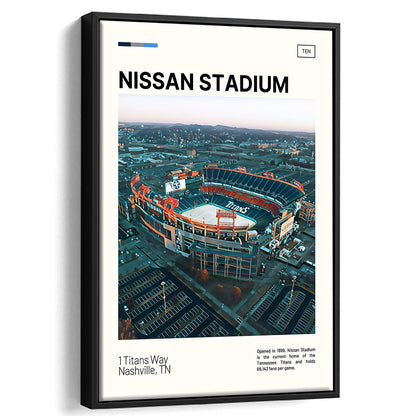 Nissan Stadium Print, Tennessee Titans Stadium Canvas Art, Man Cave Gift, Floating Framed Canvas Print Wall Art