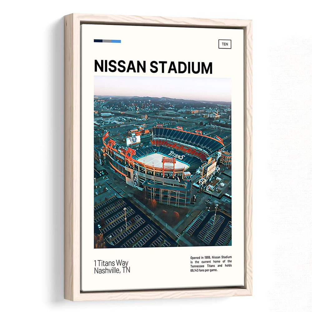 Nissan Stadium Print, Tennessee Titans Stadium Canvas Art, Man Cave Gift, Floating Framed Canvas Print Wall Art