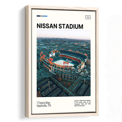 Nissan Stadium Print, Tennessee Titans Stadium Canvas Art, Man Cave Gift, Floating Framed Canvas Print Wall Art