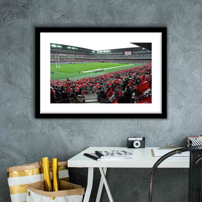 Nissan Stadium, Stadium Canvas, Sport Art, Gift for him, White Border Framed Art Print Wall Decor