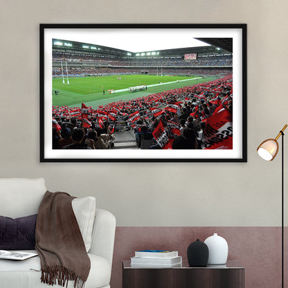 Nissan Stadium, Stadium Canvas, Sport Art, Gift for him, White Border Framed Art Print Wall Decor
