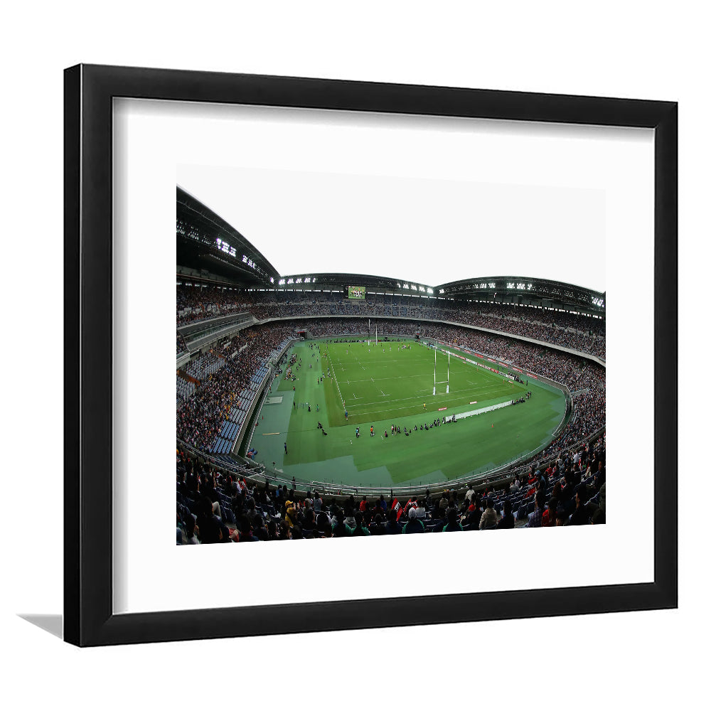 Nissan Stadium Yokohama, Stadium Canvas, Sport Art, Gift for him, White Border Framed Art Print Wall Decor