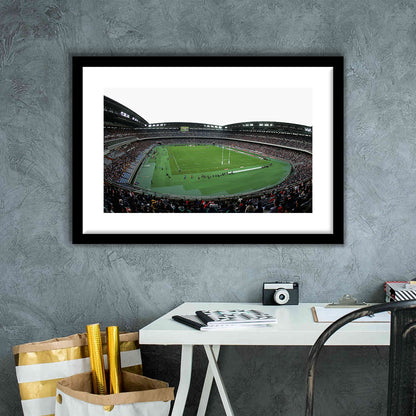 Nissan Stadium Yokohama, Stadium Canvas, Sport Art, Gift for him, White Border Framed Art Print Wall Decor